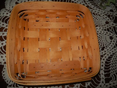 Vintage LONGABERGER Handwoven 9.25 X 9.75 Basket with Plastic & Cloth Liner 2000