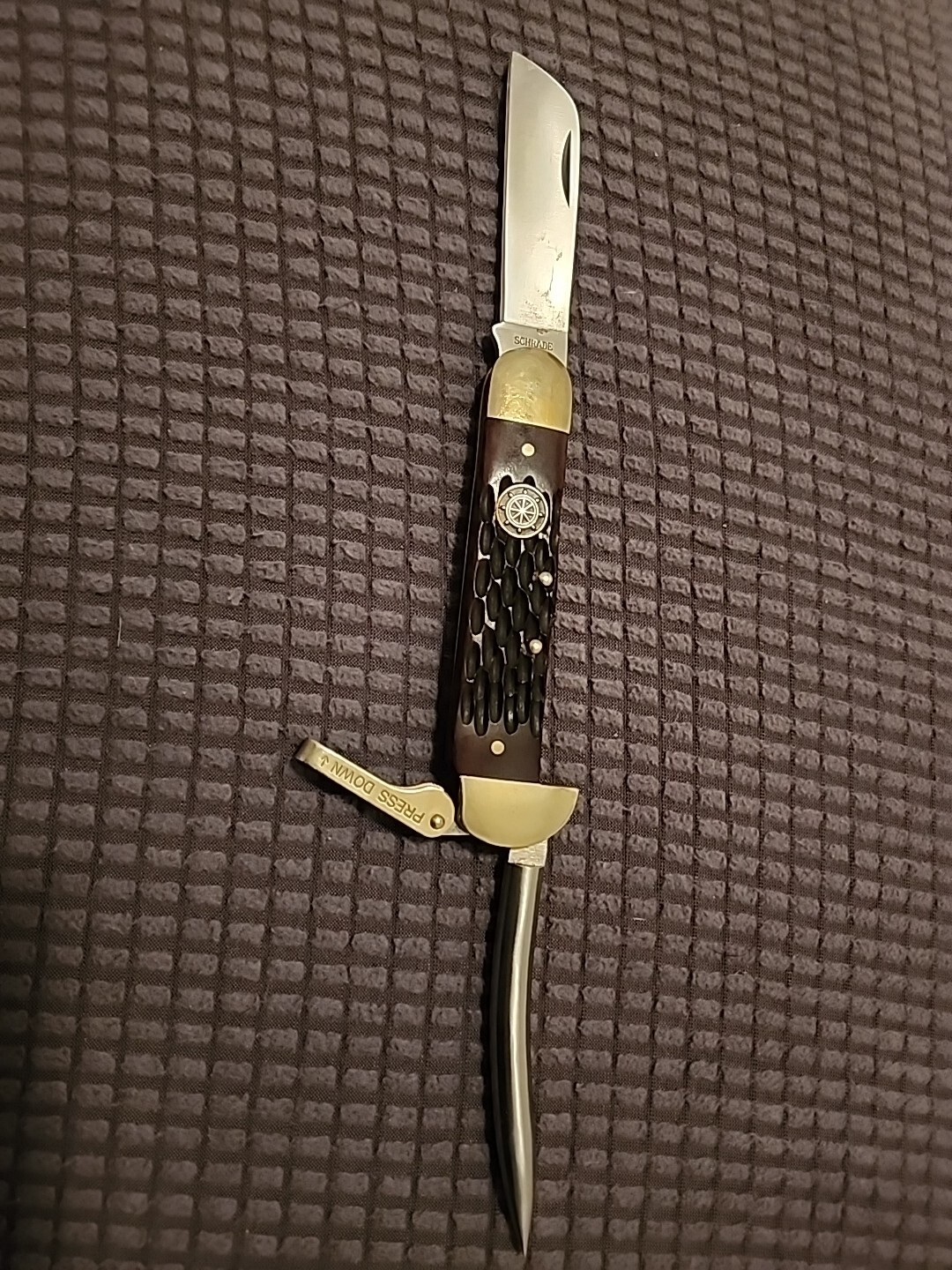 Schrade Mariner's Marlin Spike Old Timer Knife 735RPB Red Pick Bone