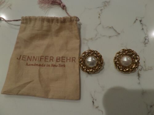 New JENNIFER BEHR Marit 18K gold plated brass & crystals pearl earrings, $298