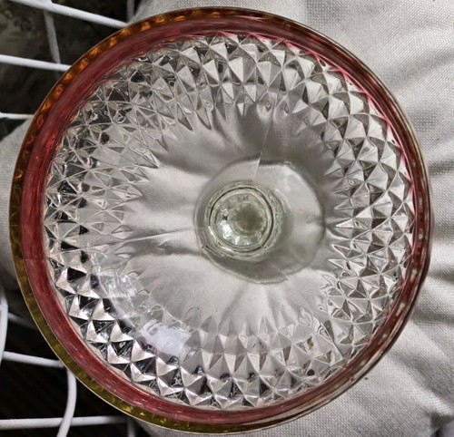 Vintage Indiana Glass Diamond Point Ruby Red Pedestal Candy Footed Dish 7.5TX6W - Picture 7 of 20