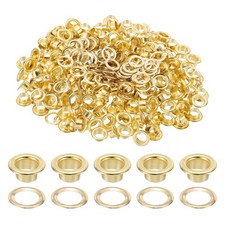 200 Set Grommets Eyelets 5mm Brass Self Backing Eyelets Gold Tone