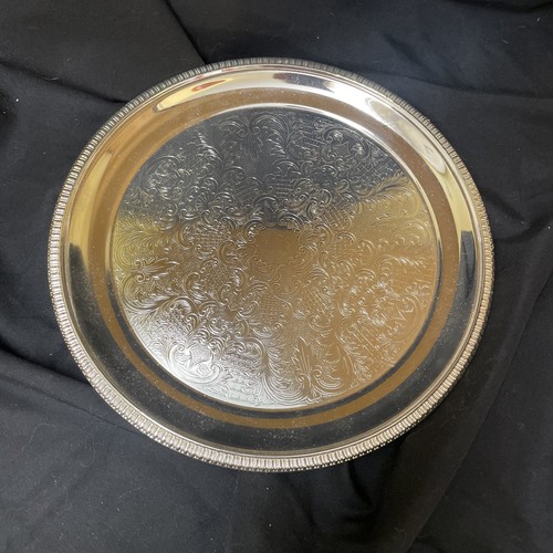 Silver Plated Cutler Cavalier Round Cocktail Serving Tray 25cm Made in England