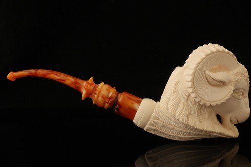 Ram Block Meerschaum Pipe di I. Baglan con custodia personalizzata 13643 - Foto 3 di 12