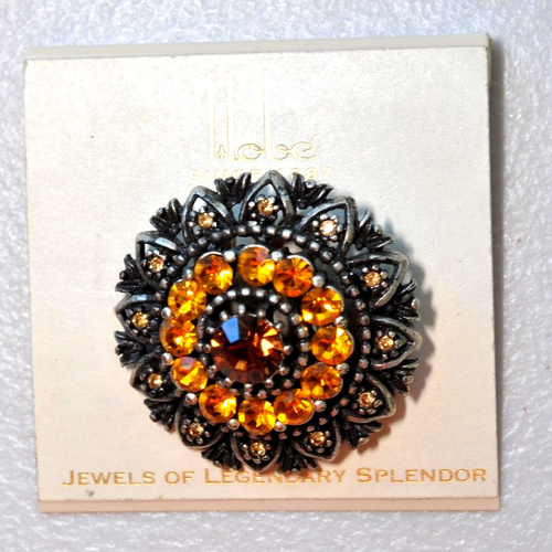 Vintage HOBE signiert 80er 90er mit Original Karte Strass silberfarben ZF16 - Bild 2 von 16