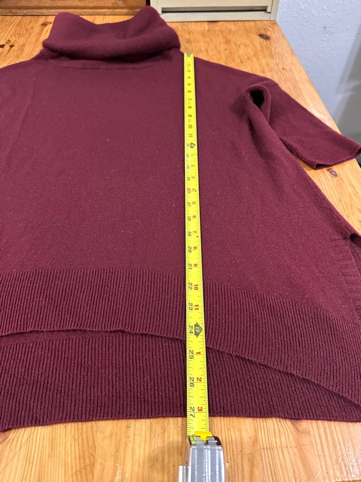 Suéter túnica Sweet Romeo para mujer cuello alto manga corta borgoña talla pequeña Foto 2 de 4