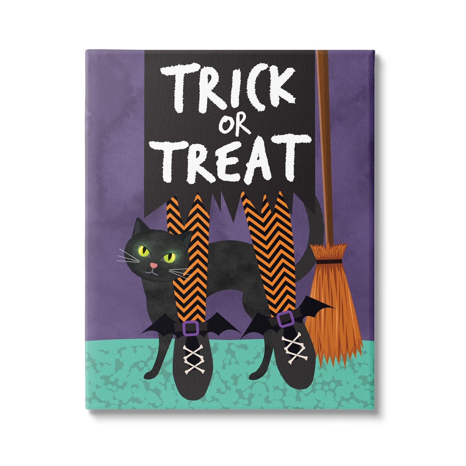 Trick or Treat Cat & Witch Canvas Wall Art, Design by Linda Birtel, Decor