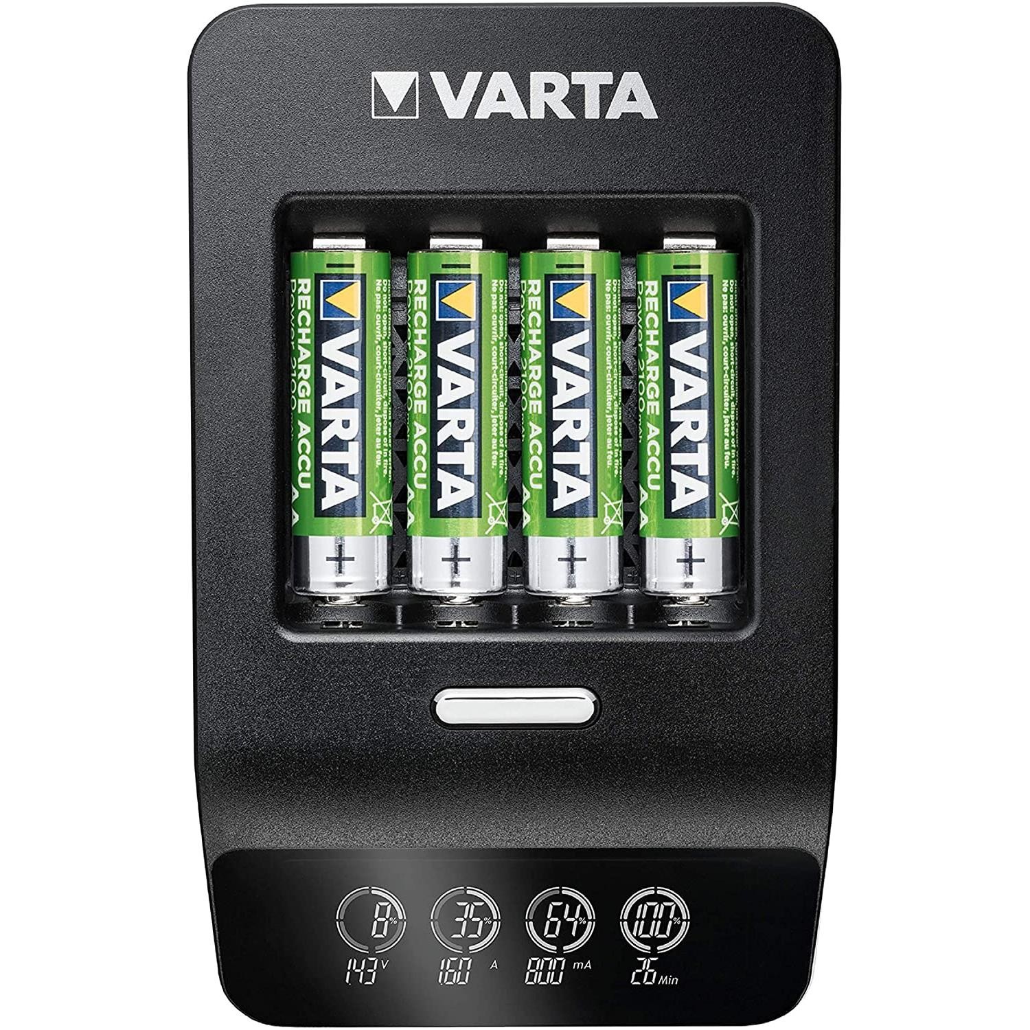 Chargeur Varta LCD Ultra Fast contre les pannes de batterie avec 4 accus AA 2100 mAh sur secteur et 12V