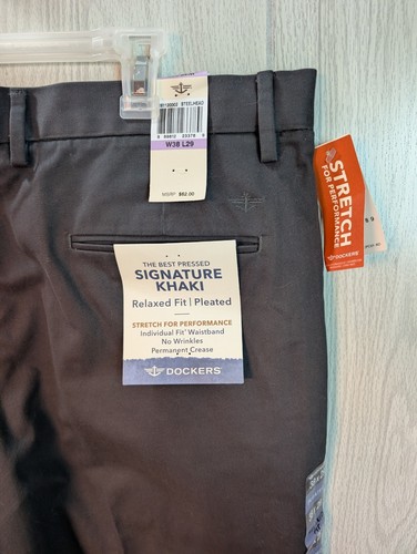 Dockers Mens Signature Khaki Straight Fit Chino Pants 38x29 Gray Stretch NEW - Picture 7 of 9