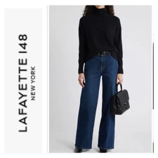 Lafayette 148 New York 100% Cashmere Black Turtleneck Oversize Sweater Medium