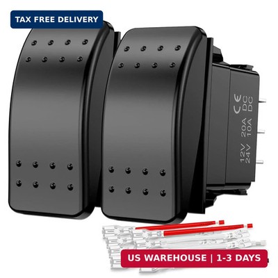 Nilight 2 Pack Momentary Rocker Switches 6 Pin Waterproof (ON)-Off-(ON) DPDT Tog