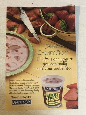 Dannon Chunky Fruit Yogurt 1997 Vintage Print Ad Advert pa48