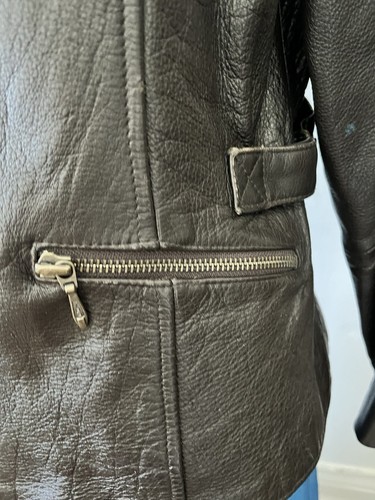 Vintage 80s Wilson’s Leather Brown Collared Button Front Jacket Lg W/flaws - Picture 13 of 14