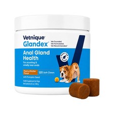 Vetnique Glandex Anal Gland Soft Chews 120ct Peanut Butter Dog Supplement