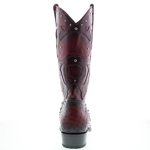 Los Altos 3X Toe Ostrich 95VF0343 Mens Burgundy Wide Cowboy Western Boots - Picture 7 of 8