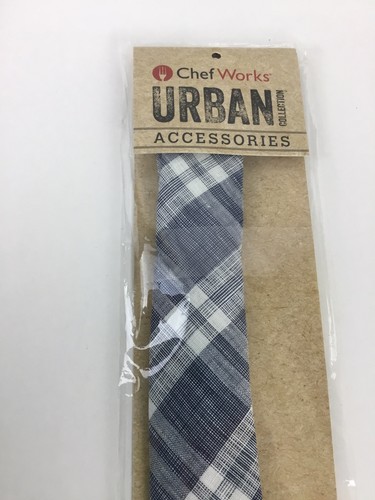 Chef Works Unisex Plaid Dress Tie Blue White Plaid Urban Collection New - Picture 2 of 6