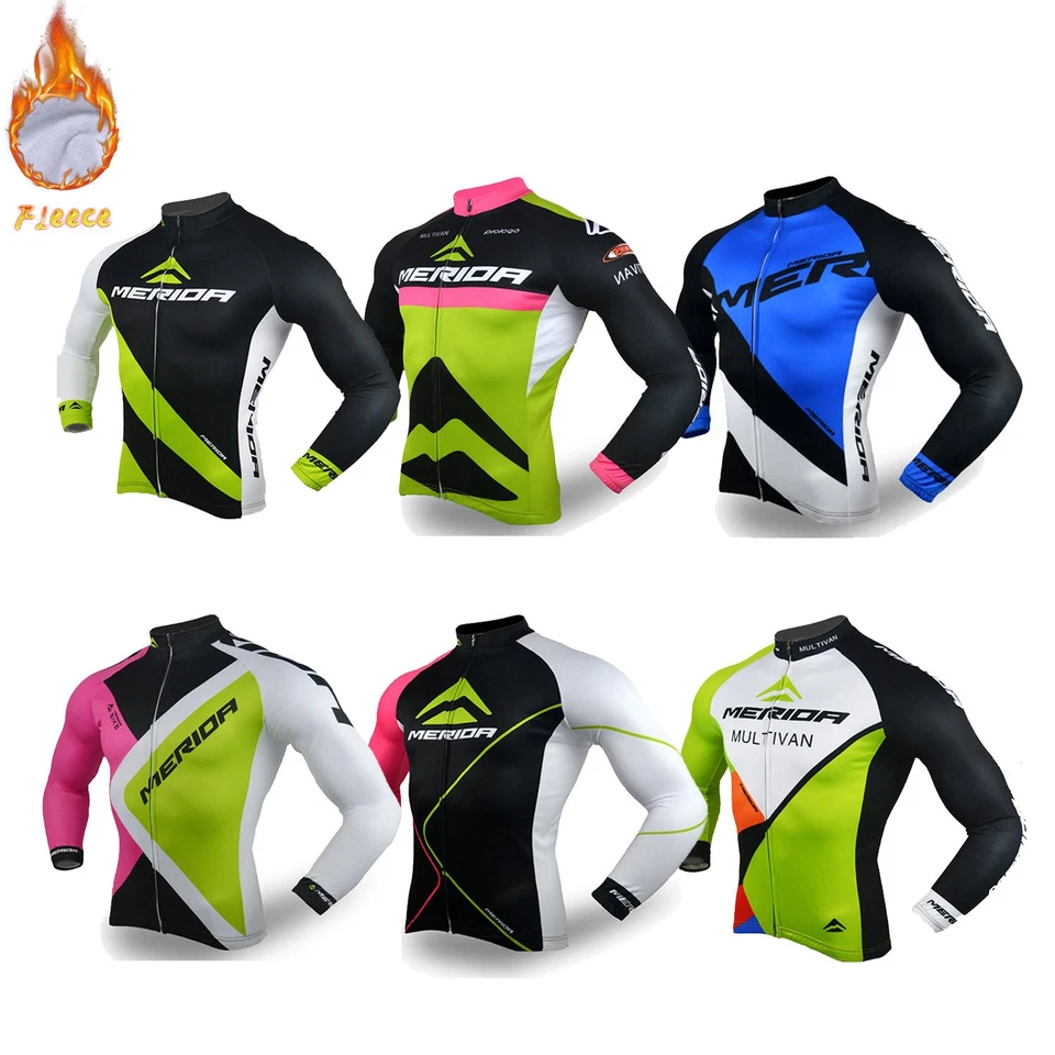 Merida Herren Winter Radtrikot Thermo Fleece Fahrradtrikot Shirt Langarm S-5XL - Bild 1 von 4