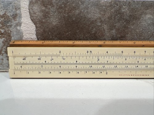 K&E Keuffel & Esser righello scorrevole in legno 4054 righello e custodia vintage - Foto 11 di 23