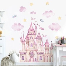 Pink Princess Castle Wall Stickers Cloud Star Large Dreamy Cloud Castle