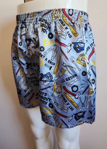 Nuts About You Hand Tools Mens Printed Novelty Satin Boxer Shorts Size L Damaged - Picture 3 of 5