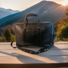 COACH GO5S-5J04 Black Glove Leather DUFFLE Carry-On Weekend Bag XL RARE EXCELL