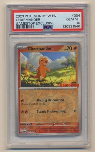 PSA 10 Pokemon Gamestop Exclusive Reverse Holo Charmander MEW EN 004/165 GEM MT!