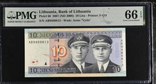Lithuania 10 Litu 2007 P 68 Gem UNC PMG 66 EPQ