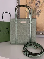 NWT Kate Spade Kenzie Limited Edition Small Tote Bag KK329 Green Glitter Purse
