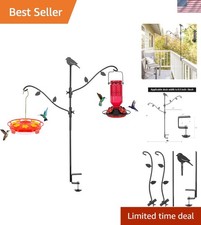 Heavy-Duty 42-Inch Deck Bird Feeder Pole with Multiple Hooks  Adjustable Design