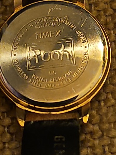 Vntg Disney Winnie the Pooh Timex Watch Water Resistant Leather Band RUNNING GO - Picture 18 of 22
