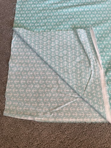 Waverly Fabric Anchor BTY Cotton Quilt Mint Green Aqua Teal Blue White Sea Water - Picture 4 of 7