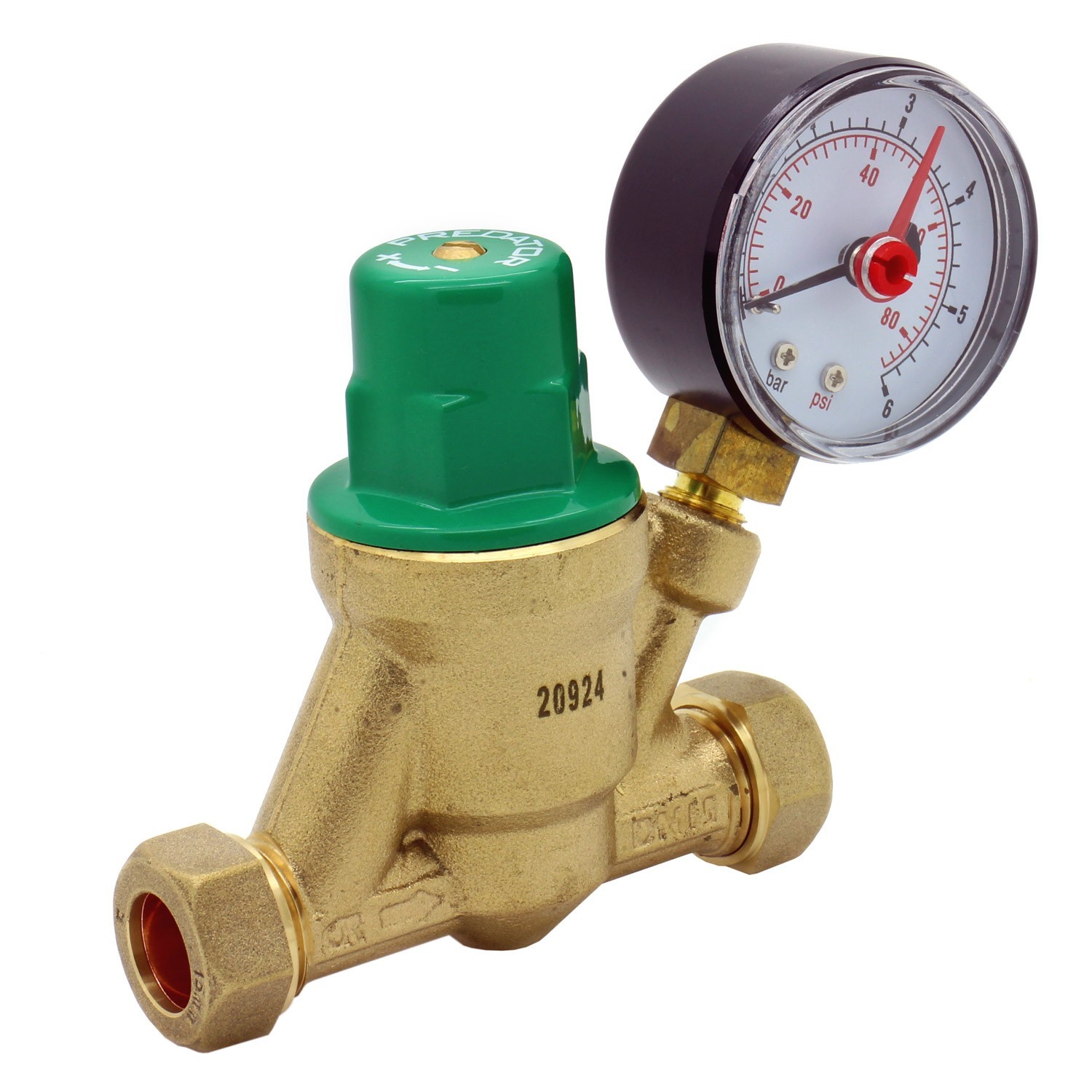 Reliance - Adjustable Pressure Reducing Valve 15mm + Gauge PRED800015