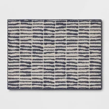 2'5"x3'8" Washable Modern Dashes Hi/Low Tufted Loop Accent Rug Blue - Room
