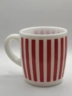 Hazel Atlas Red Candy Stripe Milk Glass Mug Vintage