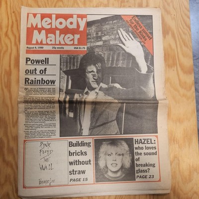 Vintage 1980 Melody Maker Magazine August Music Rainbow Pink Floyd UK Charts