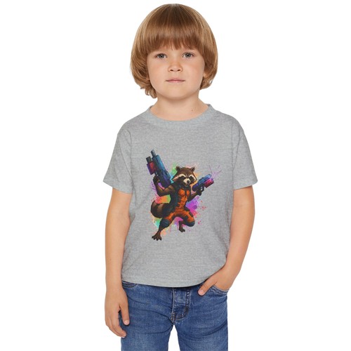 Colorful Raccoon Toddler T-shirt, Cute Kid’s Tee, Fun Playwear, Party - Picture 12 of 29