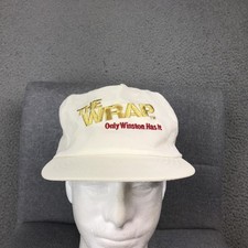 Vintage Winston The Wrap Hat Cap Snap Back White Nylon Advertising Mens 80s