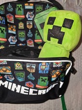 Minecraft Creeper Backpack Unisex Kids With Bonus Creeper Plush