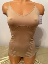 NWT Auden Shape Wear Medium Support Thong Bodysuit Pearl Tan Size Large