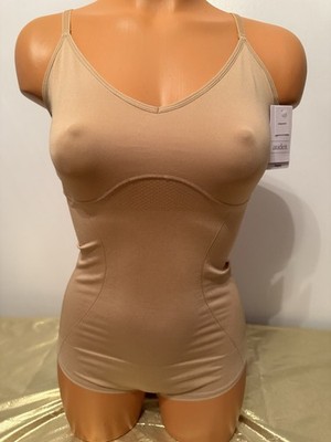 NWT Auden Shape Wear Medium Support Thong Bodysuit Pearl Tan Size XL