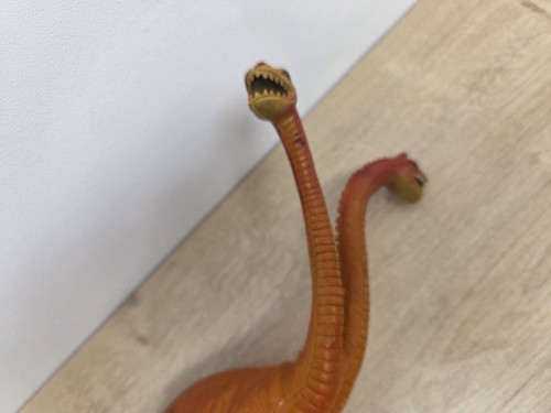 Vintage 1980s Two Headed Red & Yellow Dinosaur Dragon Monster 12” Long x 7” Tall - Picture 7 of 7