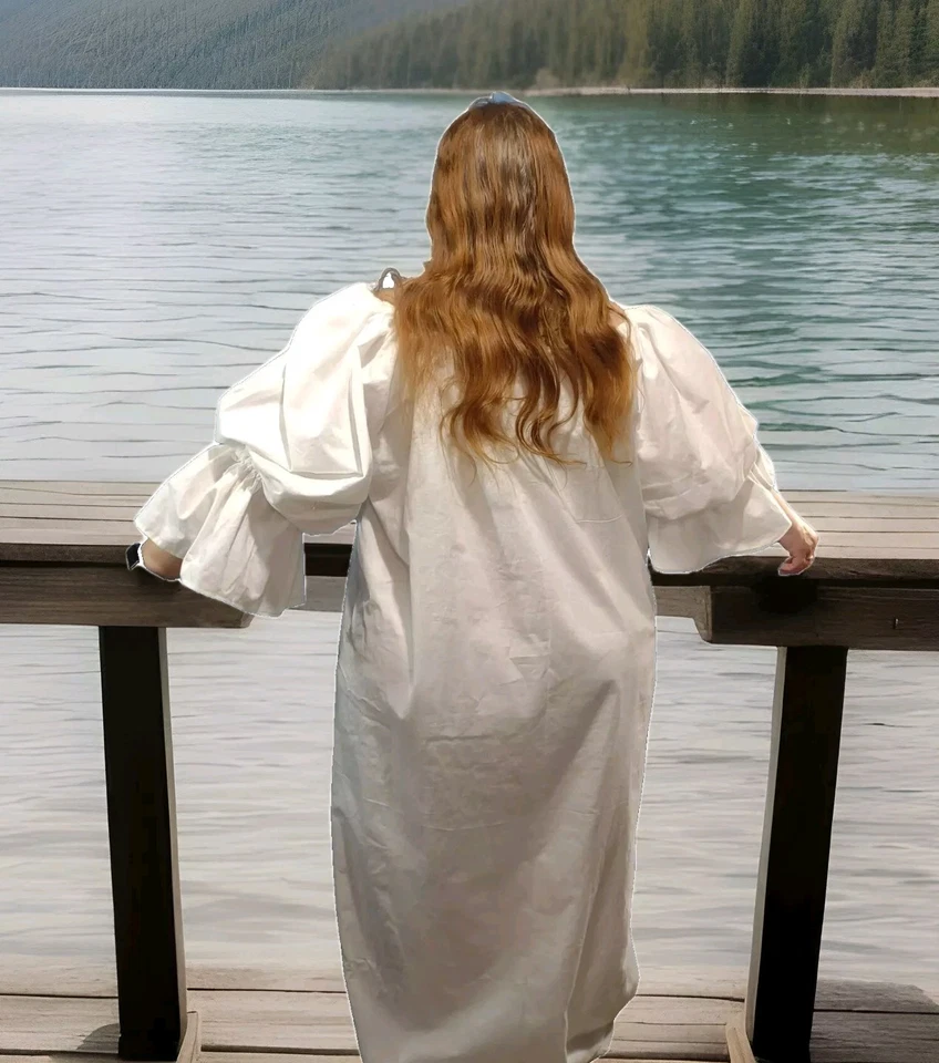 Camisón manga larga/corta Chemise medieval RenFaire Wiccan SCA LARP S-4X Foto 4 de 4