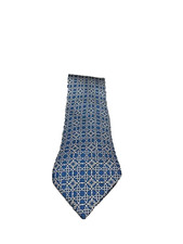HERM S Men's Silk Tie Blue Pattern 7821 UA. Made In France