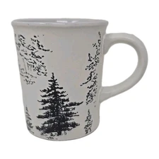 Hearth & Hand with Magnolia Sour Cream Black Winter Tree Pine Balsam Mug U263