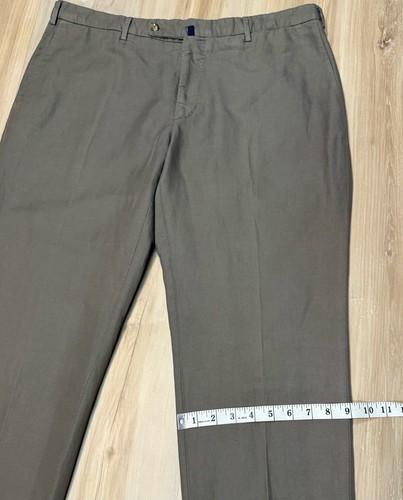 INCOTEX Chinolino Khaki Pants Linen/Cotton Milano Fit Pattern M sz 38 (37.5) x33 - Picture 18 of 18