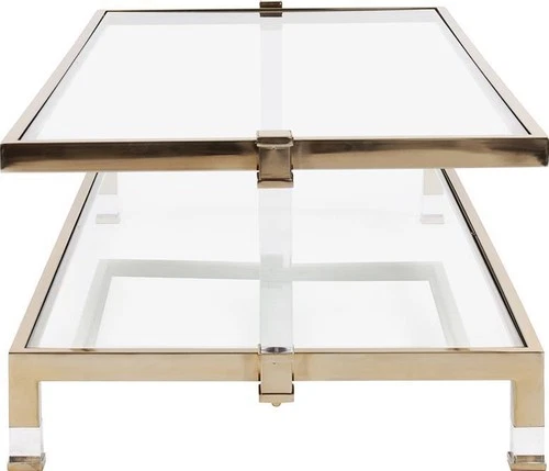 Goldwyn Coffee Table with Glass, Gold Frame and Acrylic - Picture 4 of 5