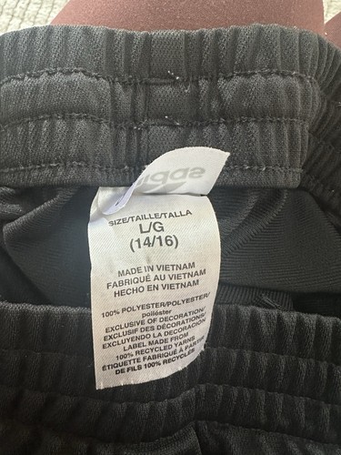Adidas Athletic Jogging Pants Sweatpants Youth Kid's Size L 14/16 Black 23x29" - Picture 3 of 3