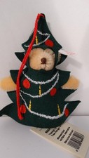 STEIFF CHRISTMAS TREE TEDDYBEAR BUTTON IN EAR FULLY TAGGED 665417 00182 IN BOX
