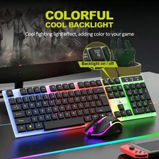 Computer Desktop Gaming Keyboard and Mouse Mechanical Feel Led Light Backlit PC