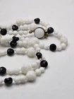 Vintage German Milk Glass And Black Glass  54" Beaded Necklace.