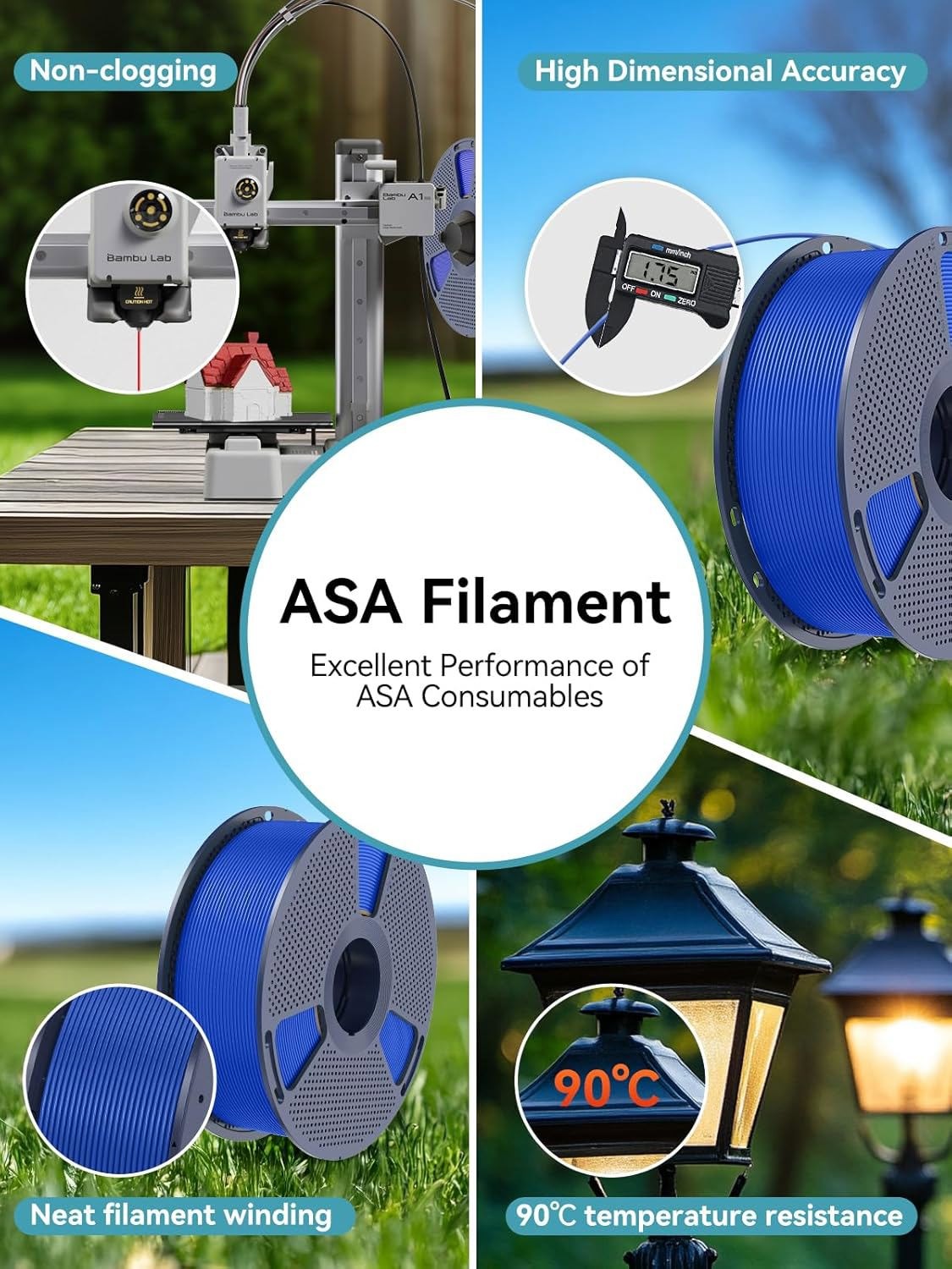 SUNLU 1KG ASA Schwarz 3D Drucker Filament 1.75mm ASA 1KG UV/Regen/Hitzebeständig - Bild 2